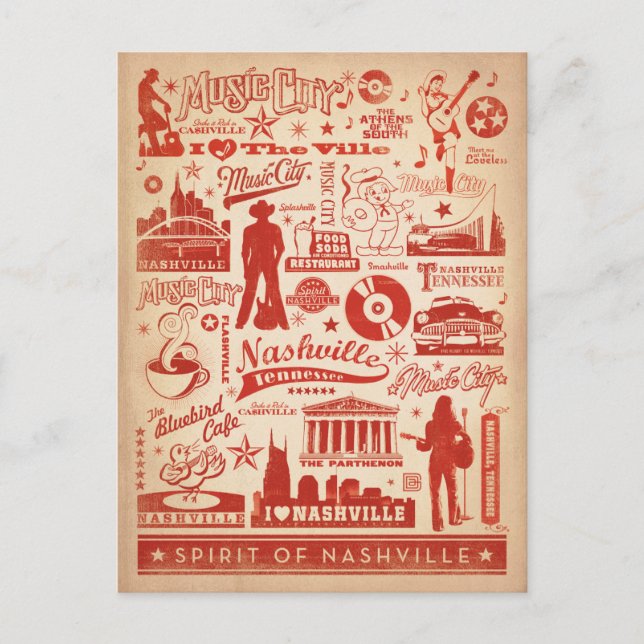 Nashville, TN - Mönster Print Vykort (Framsida)