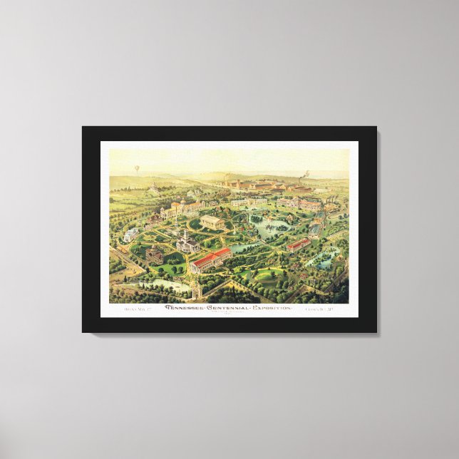 Nashville TN Panoramic Karta DIGITALLY REMASTERED Canvastryck (Framsida)