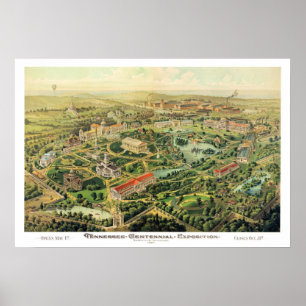 Nashville TN Panoramic Karta DIGITALLY REMASTERED Poster