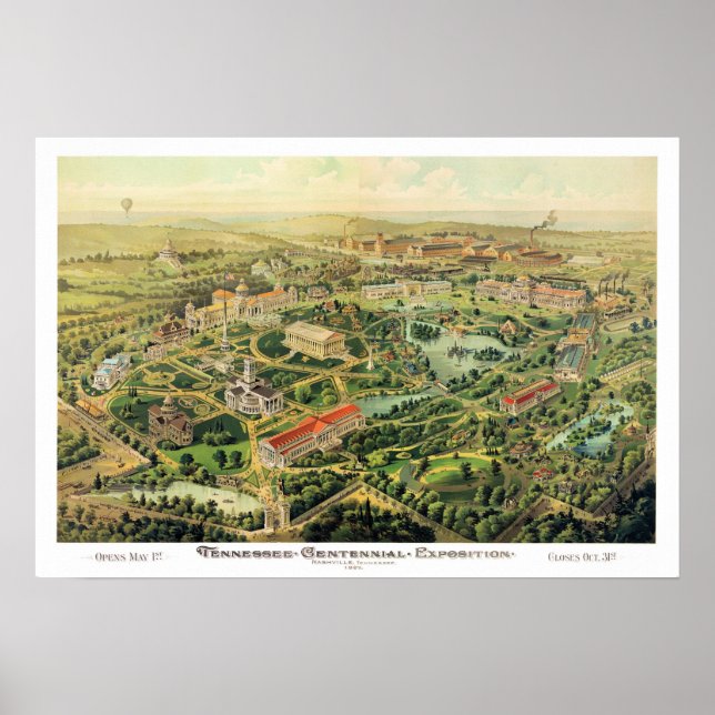 Nashville TN Panoramic Karta DIGITALLY REMASTERED Poster (Framsidan)
