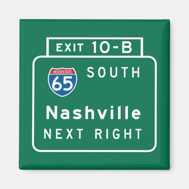 Nashville, TN Road Sign Magnet (Framsidan)