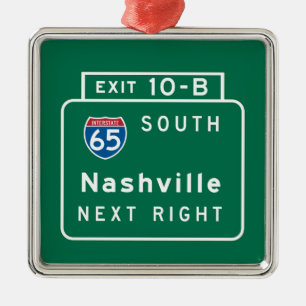 Nashville TN-vägmärke Julgransprydnad Metall