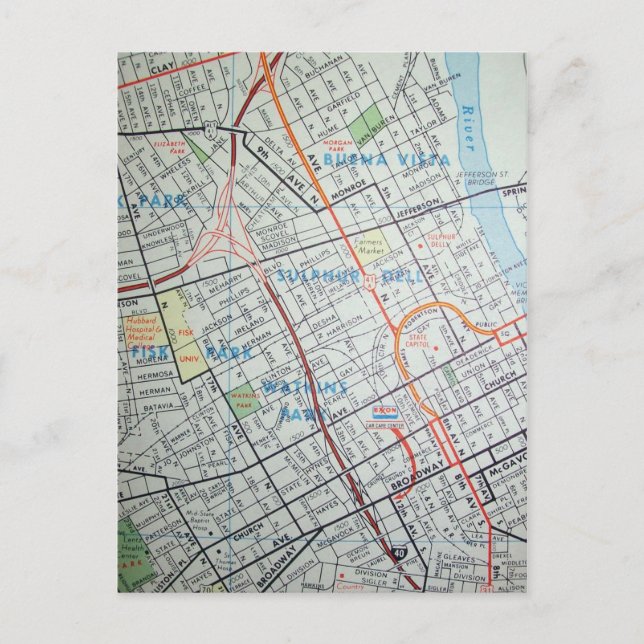 NASHVILLE, TN Vintage Karta vykort (Framsida)