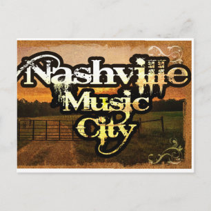 Nashville, TN Vintage Music City Cassette Postette Vykort