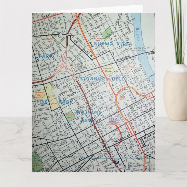 Nashville TN-vintagekarta Kort (Framsida)