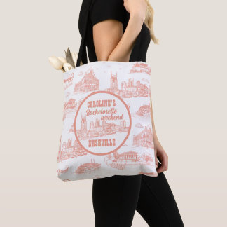 Nashville Toile Möhippa Coral Rosa på Vit Tygkasse