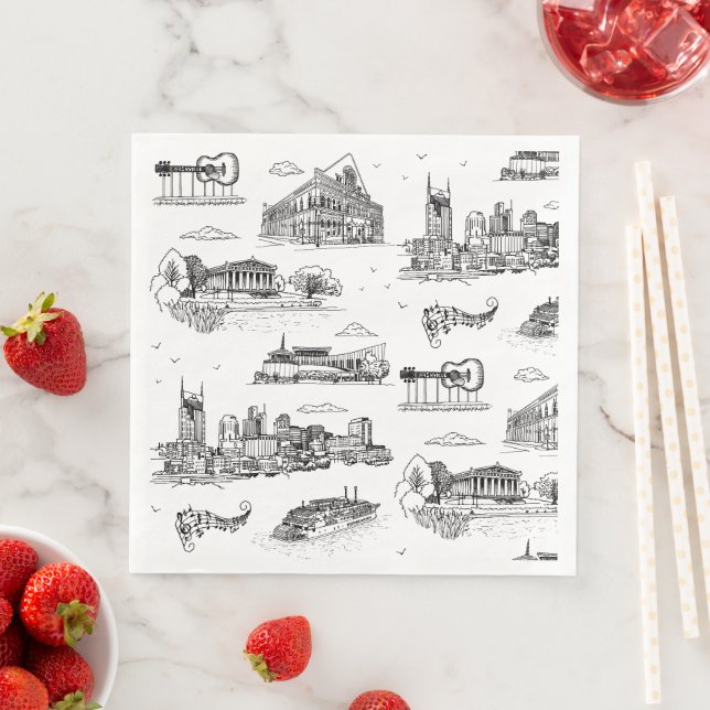 Nashville Toile Svart och Vitt Pappersservett (Insitu)