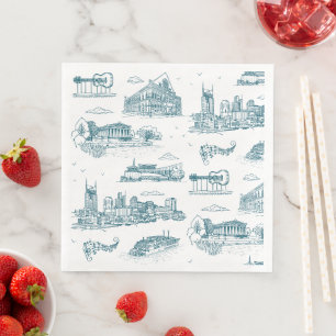 Nashville Toile Twilight på vit Pappersservett