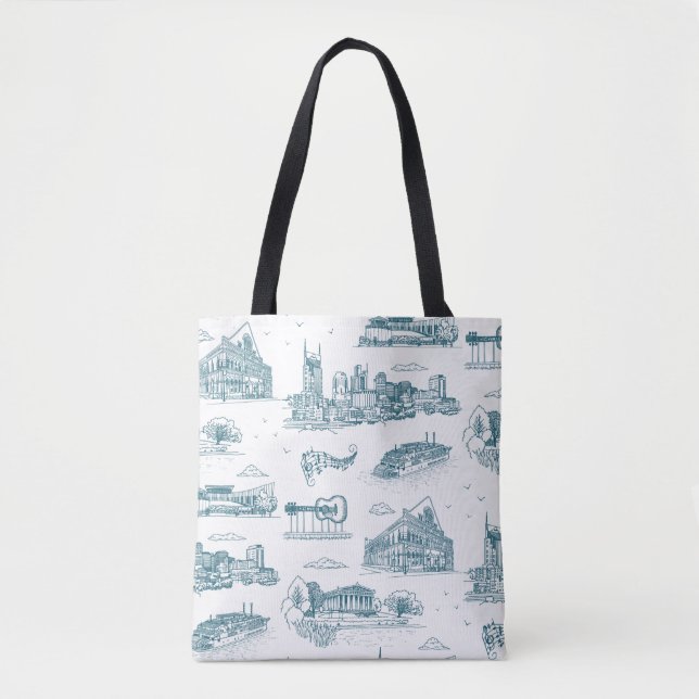 Nashville Toile Twilight på vit Tygkasse (Framsida)