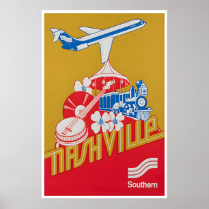 Nashville Tryck Tennessee Affisch Southern Airline