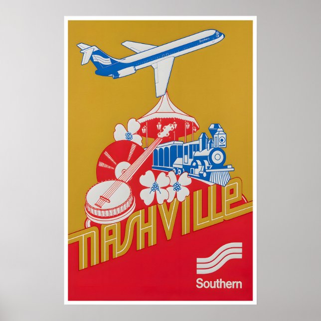 Nashville Tryck Tennessee Affisch Southern Airline (Framsidan)