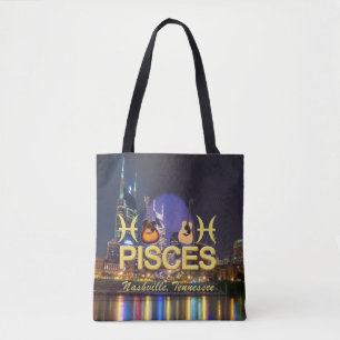Nashville Zodiac Pisces All över trycktoto hänge Tygkasse