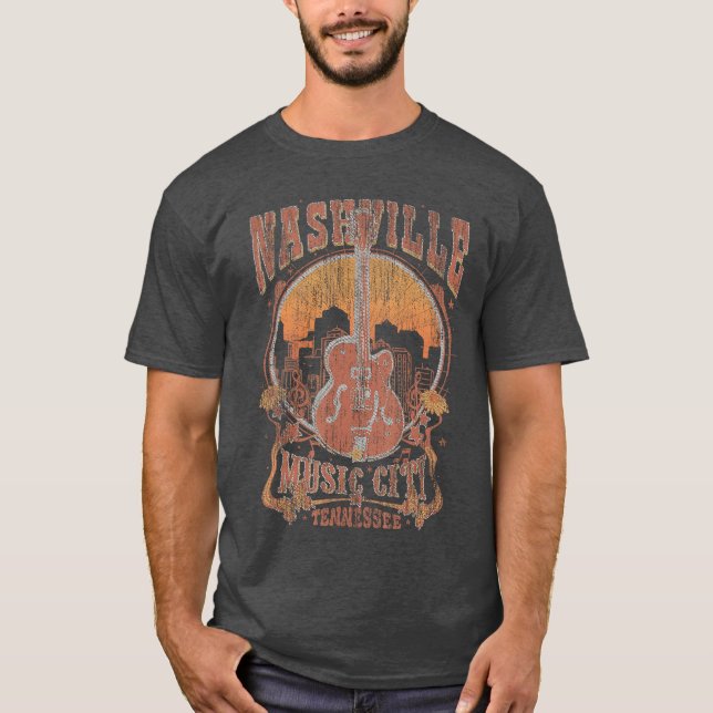 Nashvilleennessee Gitarr Country Music City Gitarr T Shirt (Framsida)