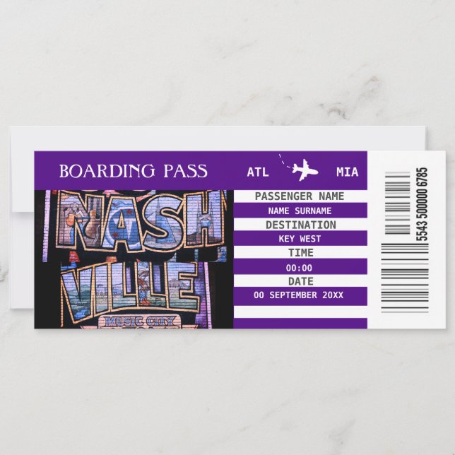Nashvilles ombordstigningspass getaway indigo inbjudningar (Framsida)