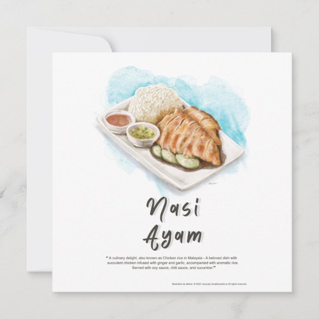 Nasi Ayam Chicken Ris Malaysia Julkort (Framsida)