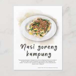 Nasi Goreng Fried Ris Malaysia Helg Vykort