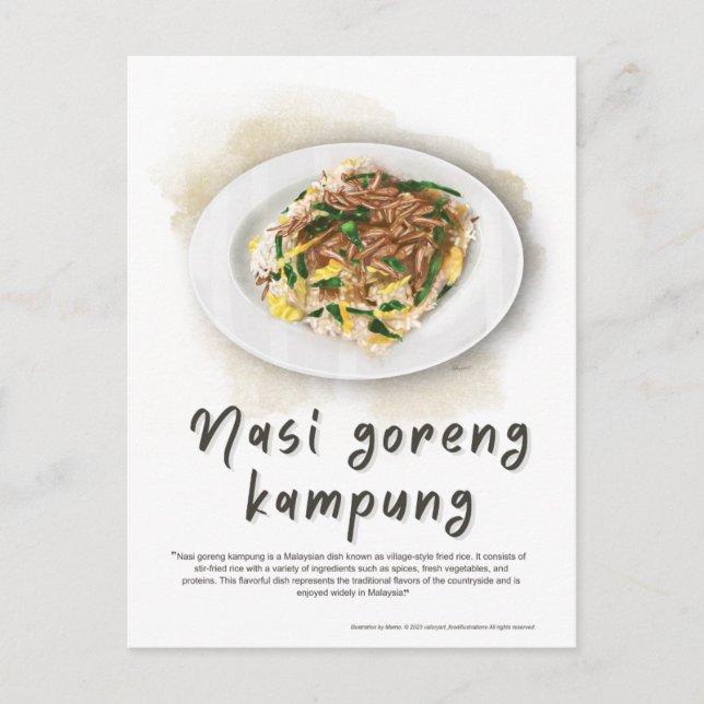 Nasi Goreng Fried Ris Malaysia Helg Vykort (Framsida)