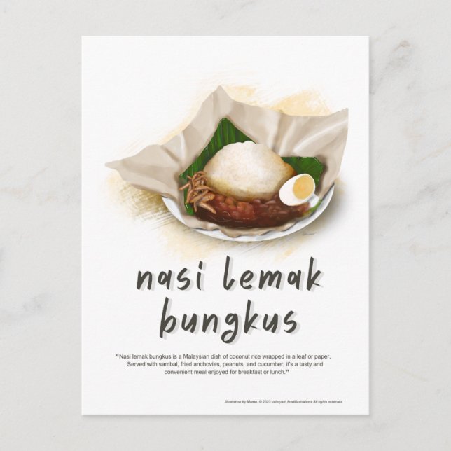 Nasi Lemak Bungkus Malaysia Vykort (Framsida)
