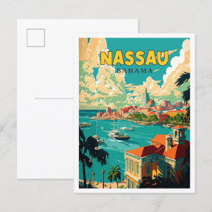 Nassau Bahama vintage resor illustration Vykort