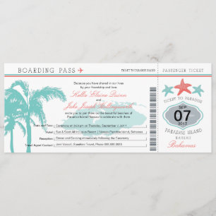 Nassau Bahamas Bröllop-boardingkort Inbjudningar