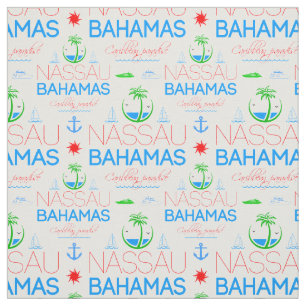 Nassau, Bahamas färgstarka text och Bilder Mönster Tyg