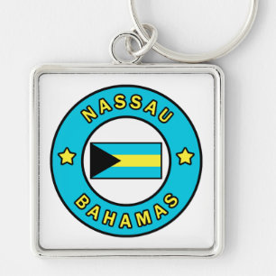 Nassau Bahamas Fyrkantig Silverfärgad Nyckelring