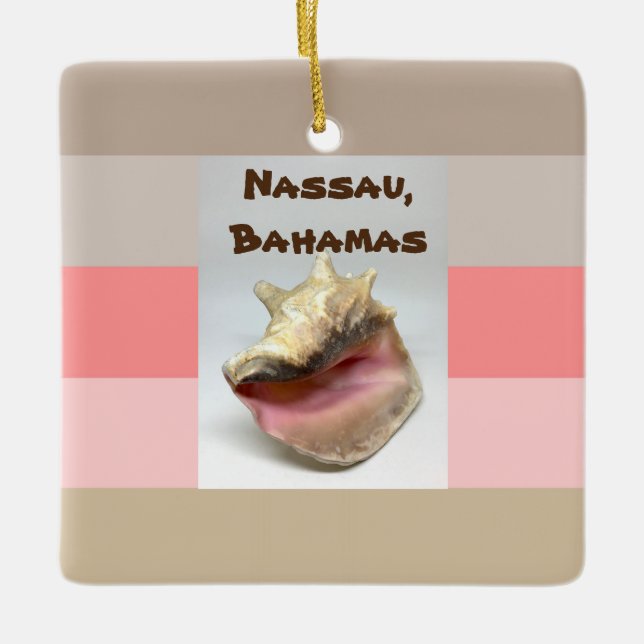 Nassau, Bahamas konch-snäckan Julgransprydnad Keramik (Framsida)