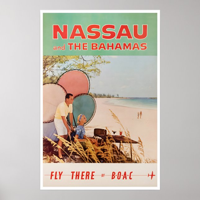 Nassau Bahamas Konst Resa Affisch Retrotryck (Framsidan)