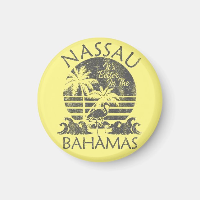 Nassau Bahamas Magnet Vacation Cruise Retro Beach (Framsidan)