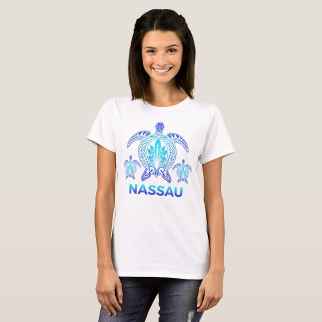 Nassau Bahamas Ocean Blue Sea Turtle Souvenirs T Shirt (Hel framsida)