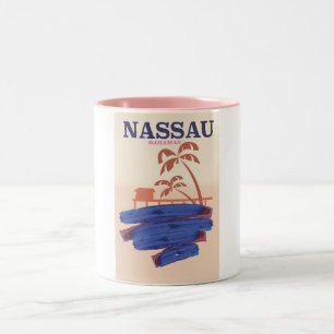 Nassau Bahamas resa beach affisch Två-Tonad Mugg
