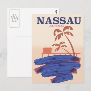 Nassau Bahamas resstrand poster Vykort