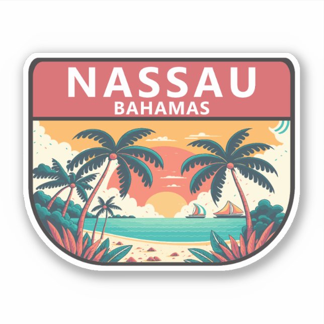 Nassau Bahamas Retro Emblem Klistermärken (Framsida)