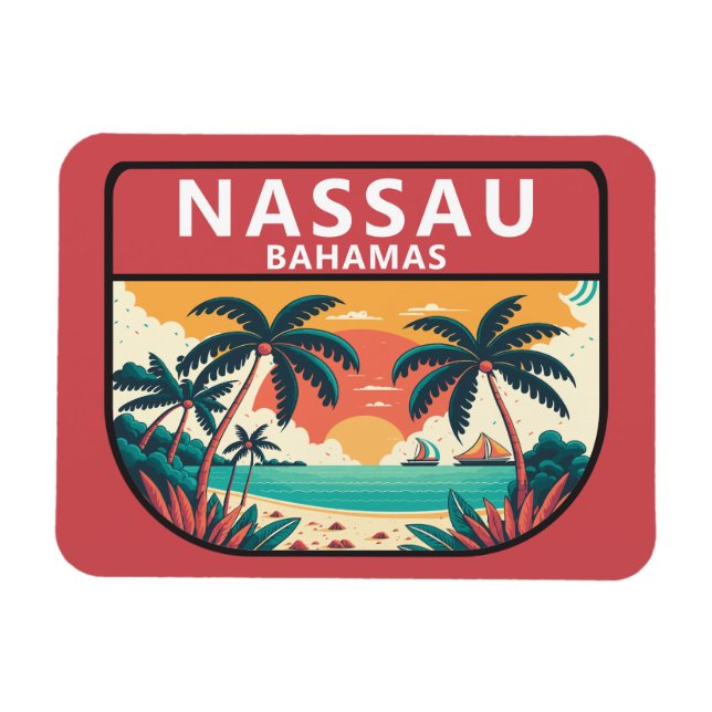 Nassau Bahamas Retro Emblem Magnet (Horisontell)