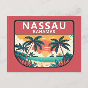 Nassau Bahamas Retro Emblem Vykort