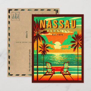 Nassau Bahamas Retro Fiskmås Souvenir 1950-talet Vykort