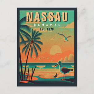 Nassau Bahamas Retro Fiskmås Souvenir 1950-talet Vykort