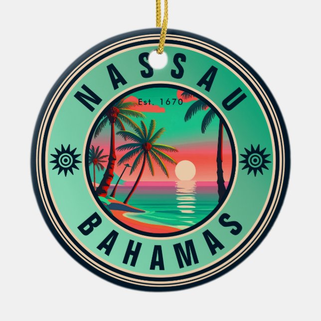 Nassau Bahamas Retro RESR Souvenir 1950-talet Julgransprydnad Keramik (Framsidan)