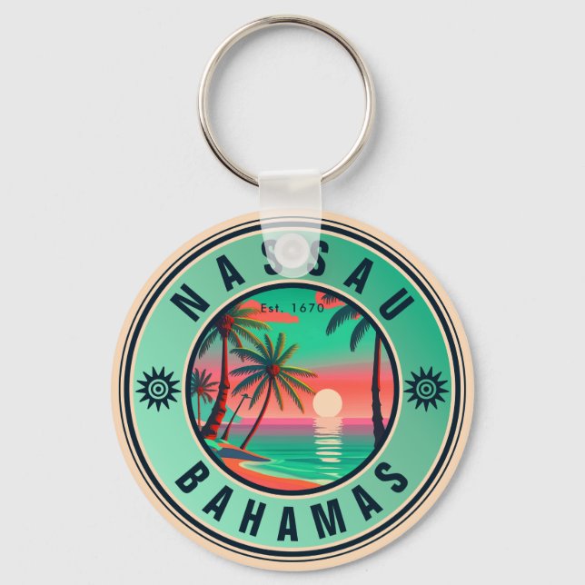 Nassau Bahamas Retro RESR Souvenir 1950-talet Nyckelring (Framsida)