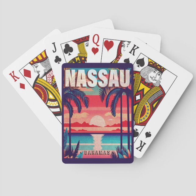 Nassau Bahamas Retro Sunset Souvenir 1950-talet Casinokort (Baksidan)