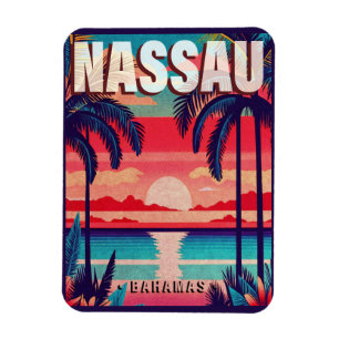 Nassau Bahamas Retro Sunset Souvenir 1950-talet Magnet