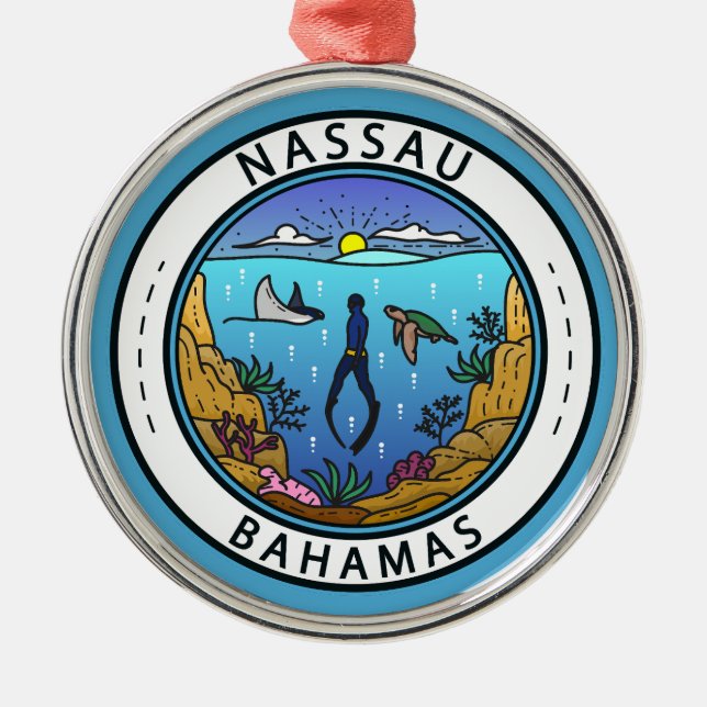 Nassau Bahamas Scuba Badge Julgransprydnad Metall (Framsidan)