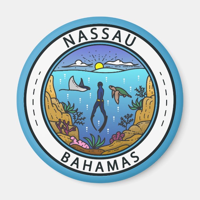 Nassau Bahamas Scuba Badge Magnet (Framsidan)