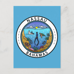 Nassau Bahamas Scuba Badge Vykort