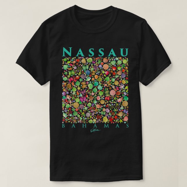 Nassau Bahamas Seashell Collection T Shirt (Design framsida)