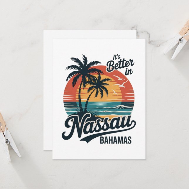 Nassau Bahamas Strand Sommar Inbjudningar (Fram/Back In Situ)
