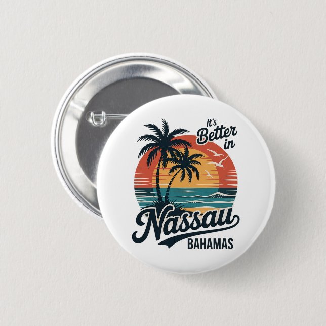 Nassau Bahamas Strand Sommar Knapp (Framsida & baksida)