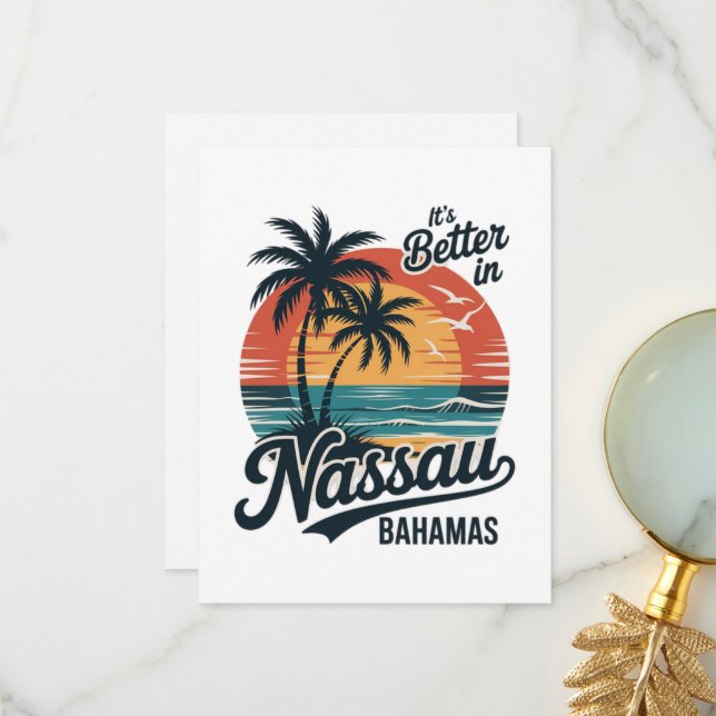 Nassau Bahamas Strand Sommar Tack Kort (Fram/Back In Situ)