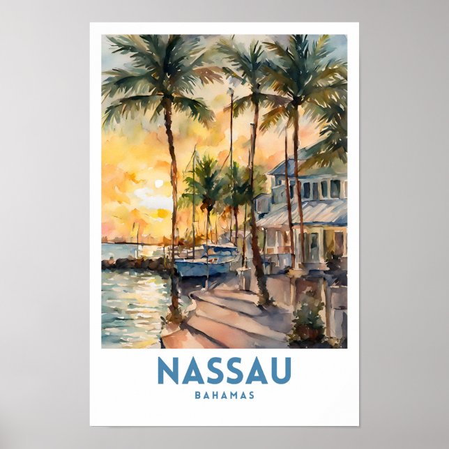 Nassau Bahamas Travel Art Poster (Framsidan)