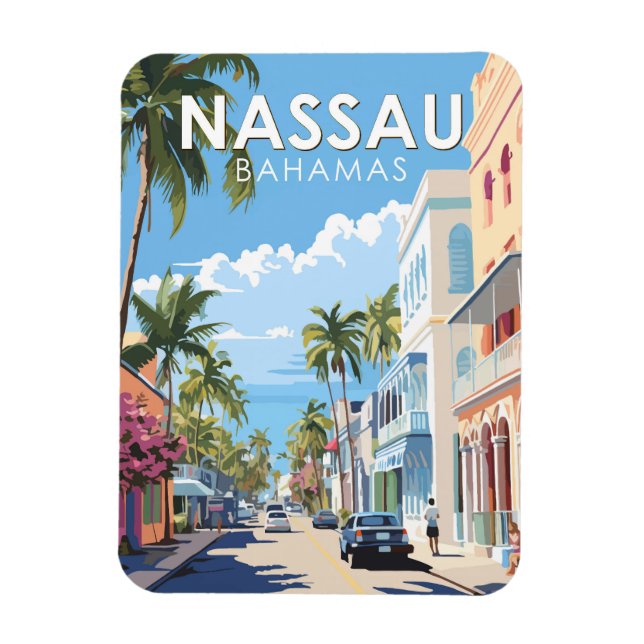 Nassau Bahamas Travel Art Vintage Magnet (Vertikal)